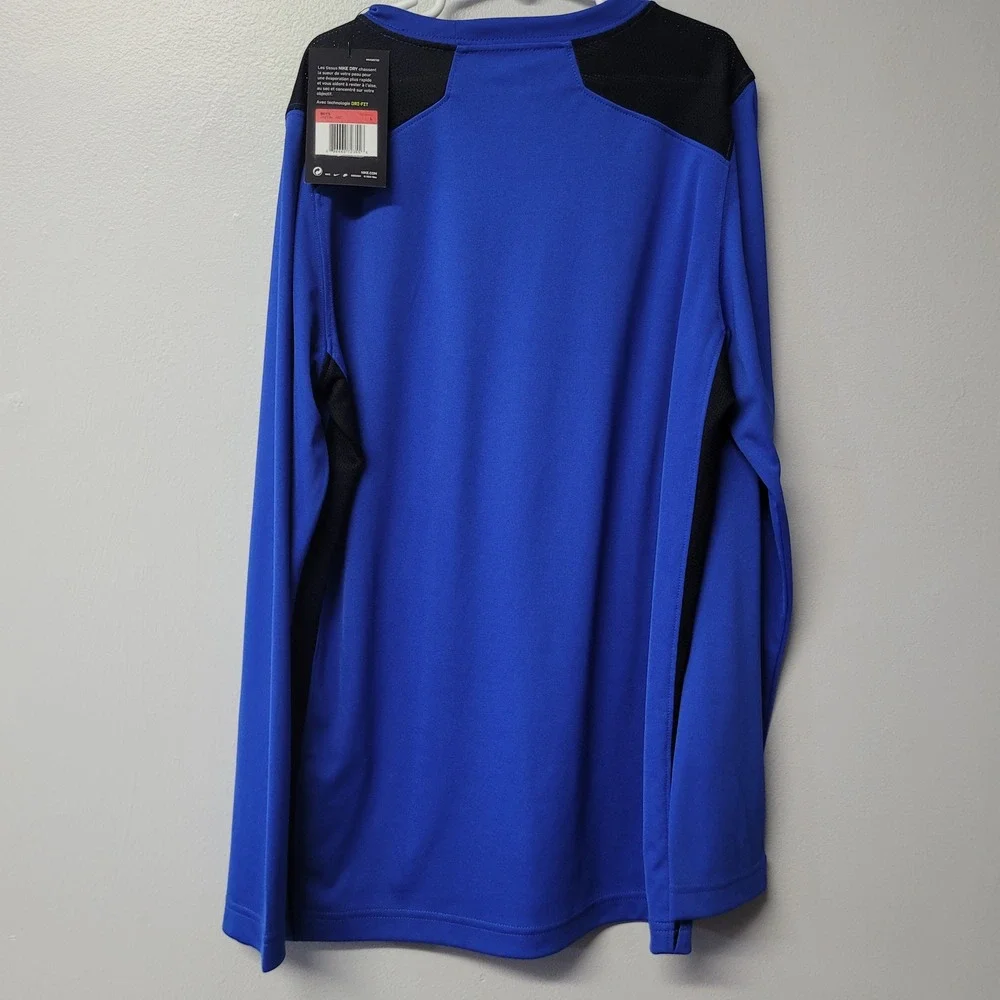 Nike Boys Dri-FIT Training Long‎ Sleeve Shirt Blue Black 888134-480 Sz Large NWT
